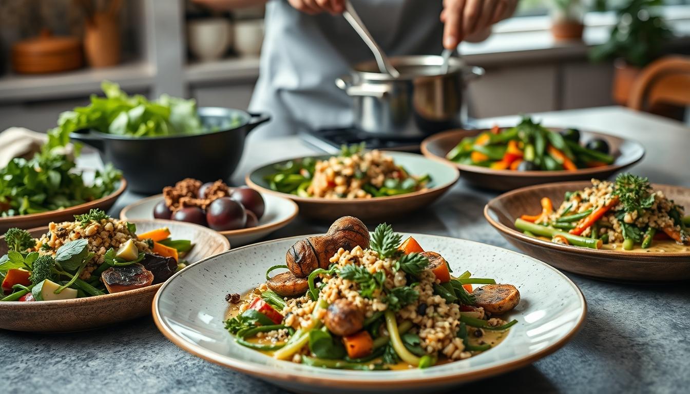 Seasonal meal prepared in a home kitchen